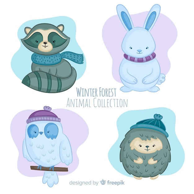 Free Vector winter forest animal collection