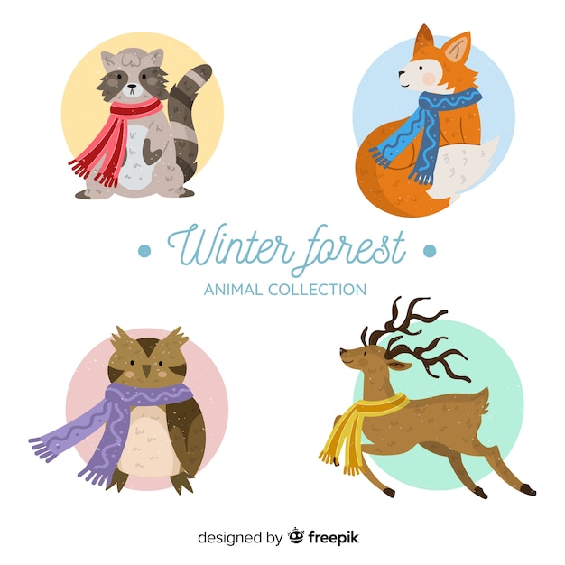 Free vector winter forest animal collection