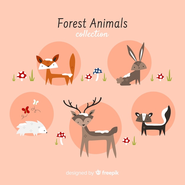 Free Vector winter forest animal collection