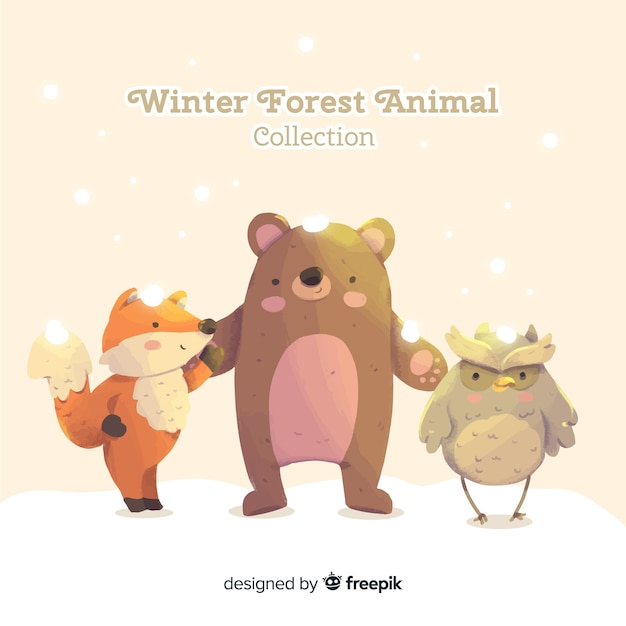 Winter forest animal collection