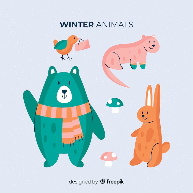 Winter forest animal collection