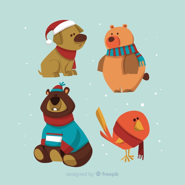 Free Vector winter forest animal collection