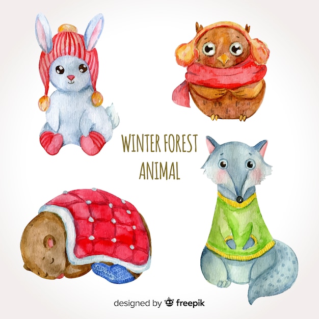 Free Vector winter forest animal collection