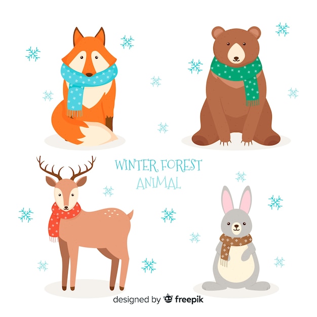 Free vector winter forest animal pack