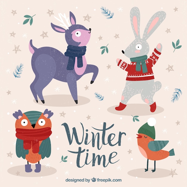 Free Vector winter forest animal