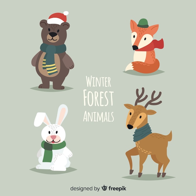 Winter forest animals