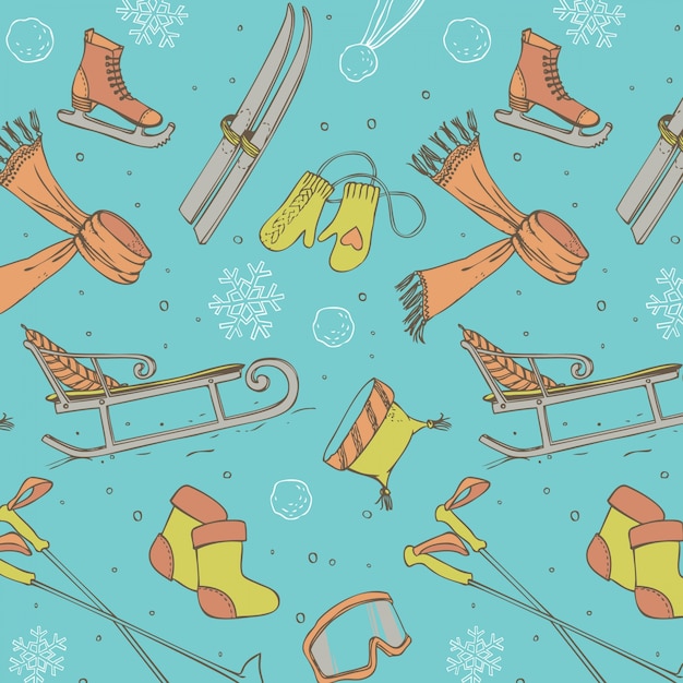 Winter fun seamless pattern