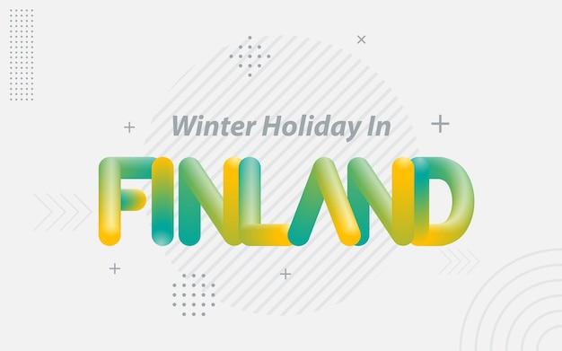 Free Vector winter holiday in finland creative typography with 3d blend effect vector illustration