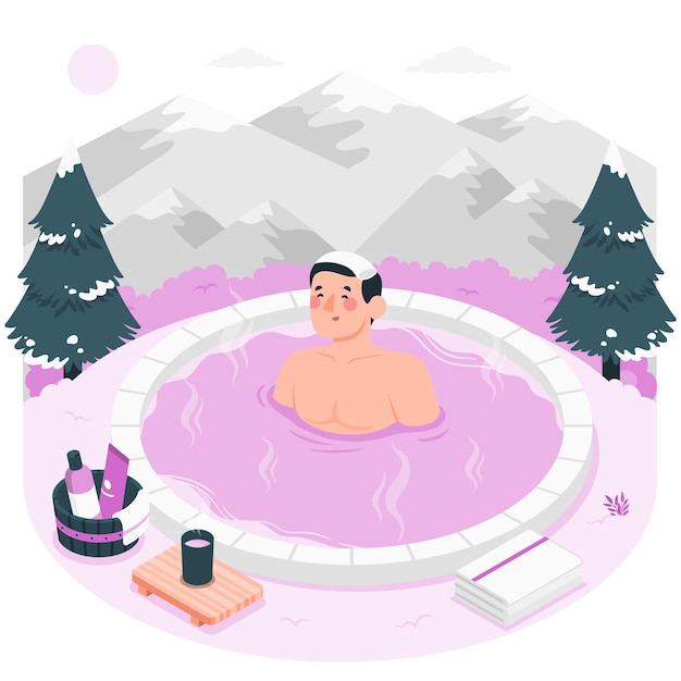 Free Vector winter hot spring concept illustration