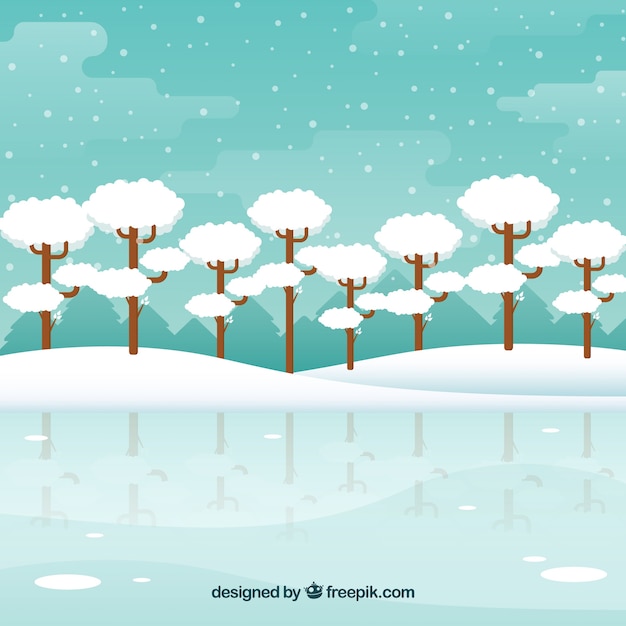 Free Vector winter landscape background