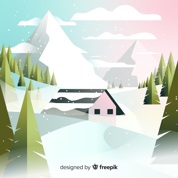 Free Vector winter landscape background