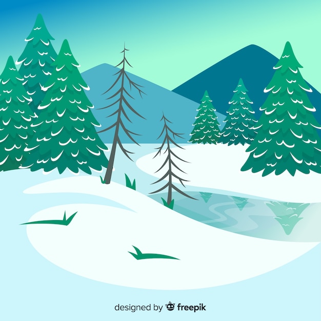 Free Vector winter landscape background