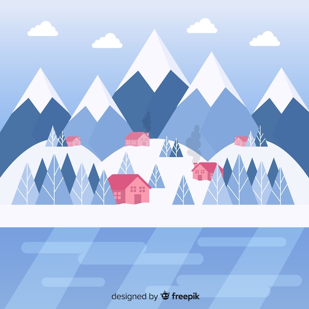 Free vector winter landscape background