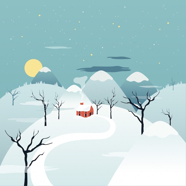 Winter landscape in flat design