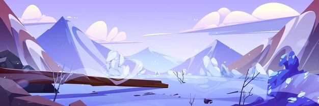 Winter mountain and sky landscape illustration