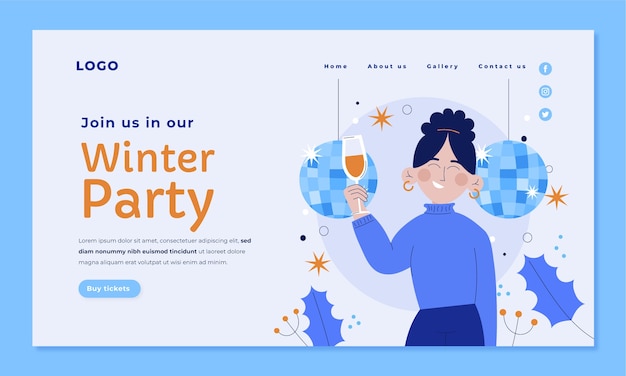 Winter party landing page template