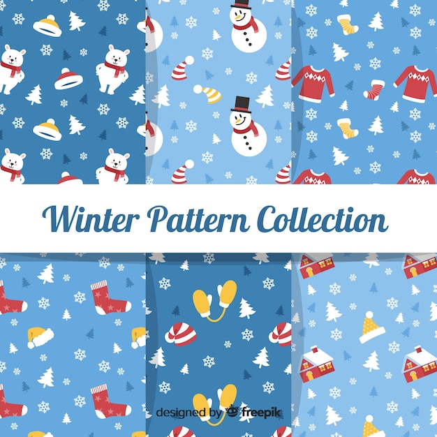 Free vector winter pattern collection