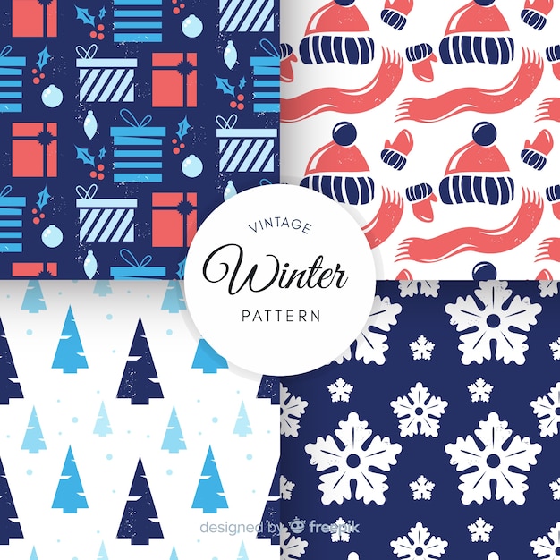 Free vector winter pattern collection