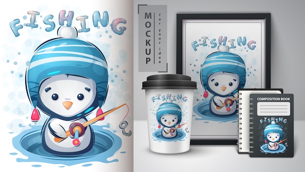 Winter penguin poster and merchandising