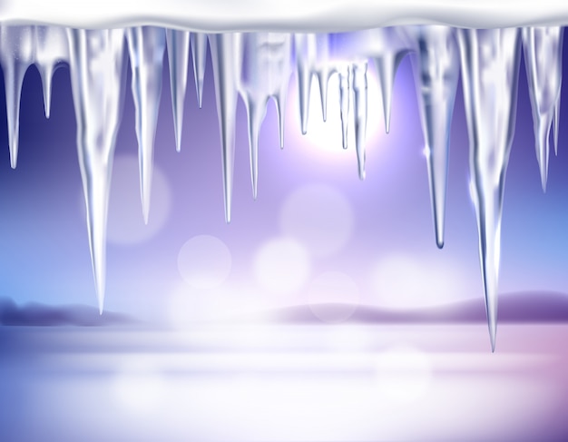 Free Vector winter realistic background with icicles 