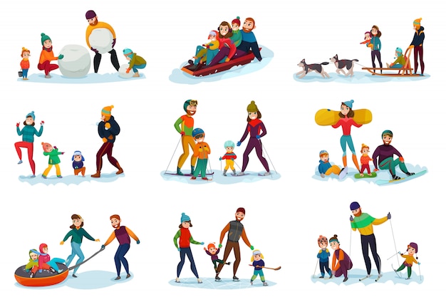 Free vector winter recreation set