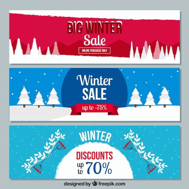 Free Vector winter sale banners