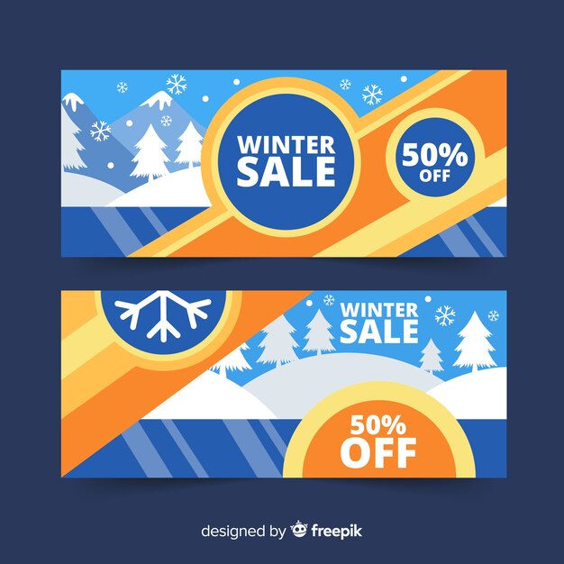 Winter sale frozen lake banner