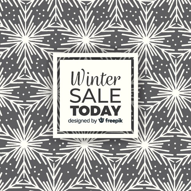 Winter sale snowflake background