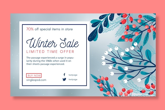 Free vector winter sale template banner