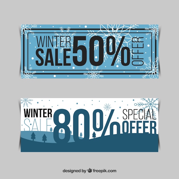 Winter sales banners in retro style