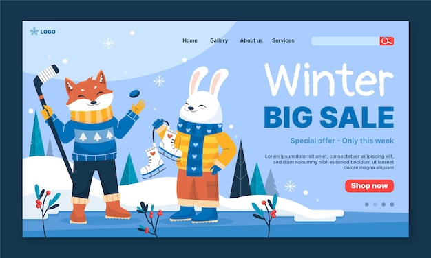 Winter season sale business landing page template