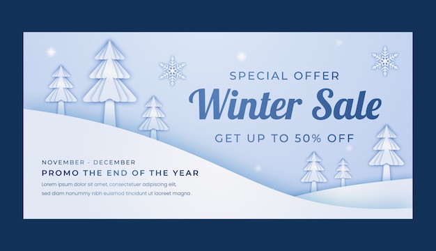 Free vector winter season sale horizontal banner template