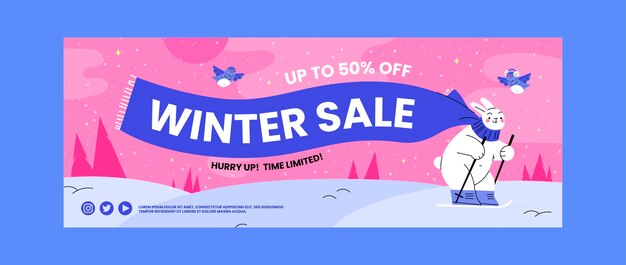 Winter season sale social media cover template