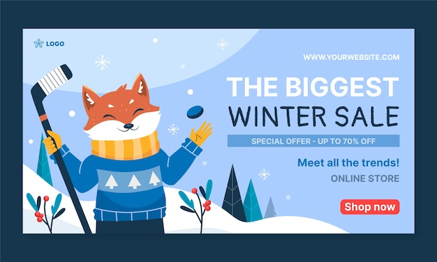 Winter season sale social media promo template