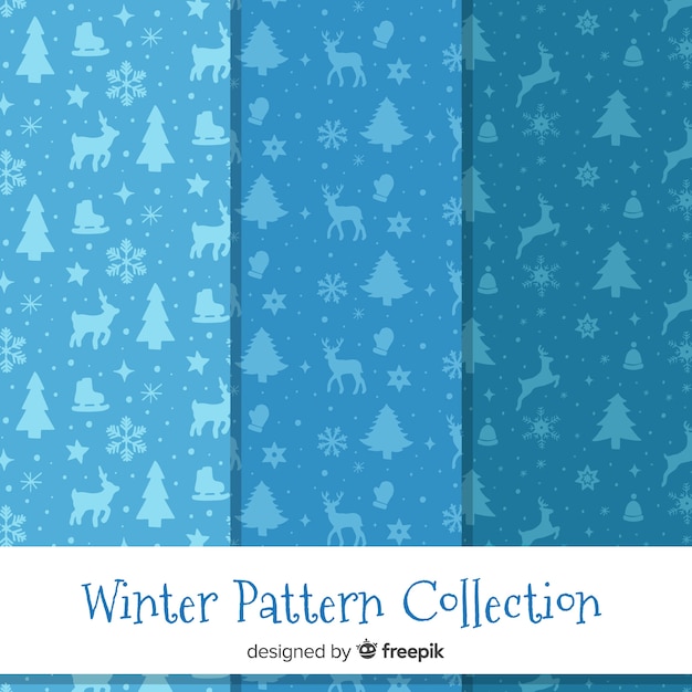 Free vector winter silhouettes pattern collection