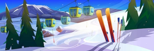 Free vector winter skiing resort landscape