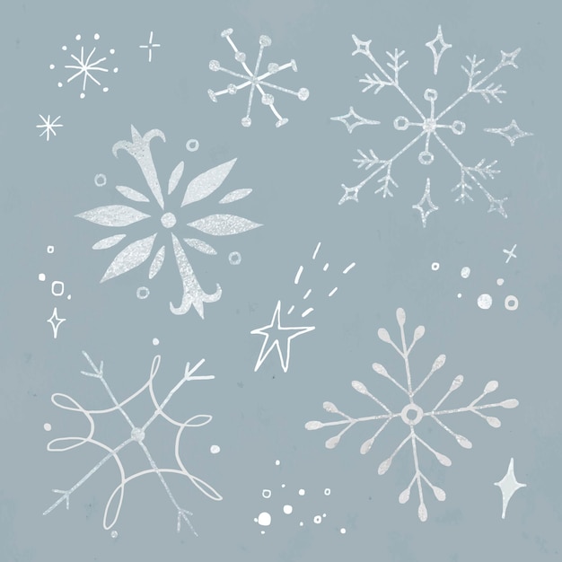 Free Vector winter snowflake sticker vector set