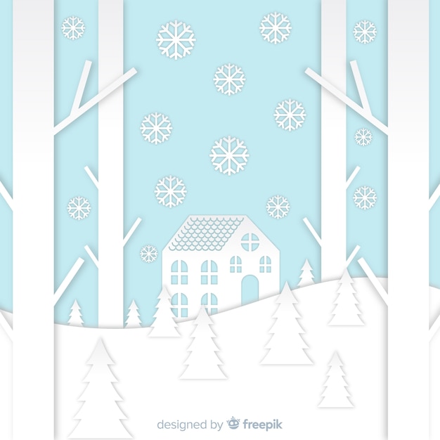 Free Vector winter snowy landscape background