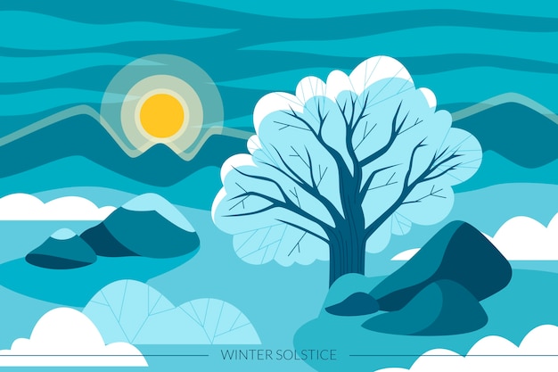 Free Vector winter solstice background in hand drawn style