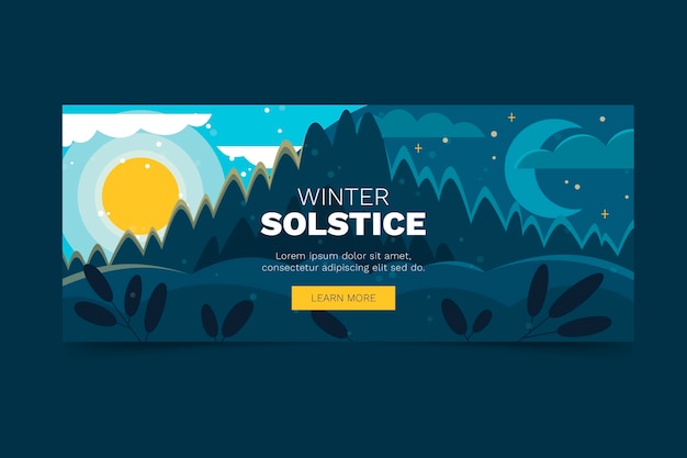 Winter solstice banner template in hand drawn style