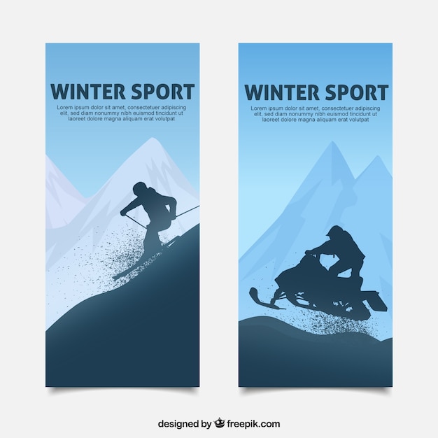 Free Vector winter sport banners in blue tones