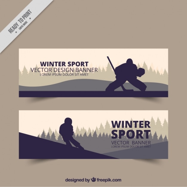 Free Vector winter sport banners with silhouettes