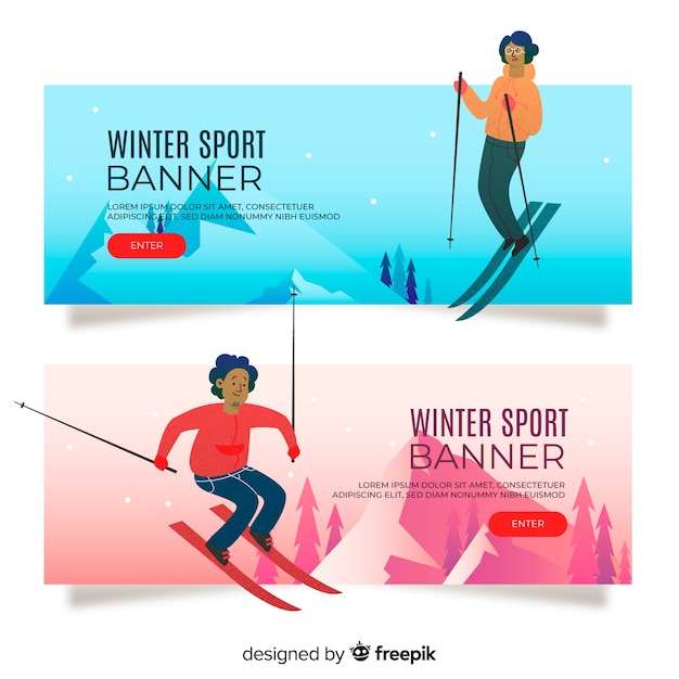 Free Vector winter sport banners