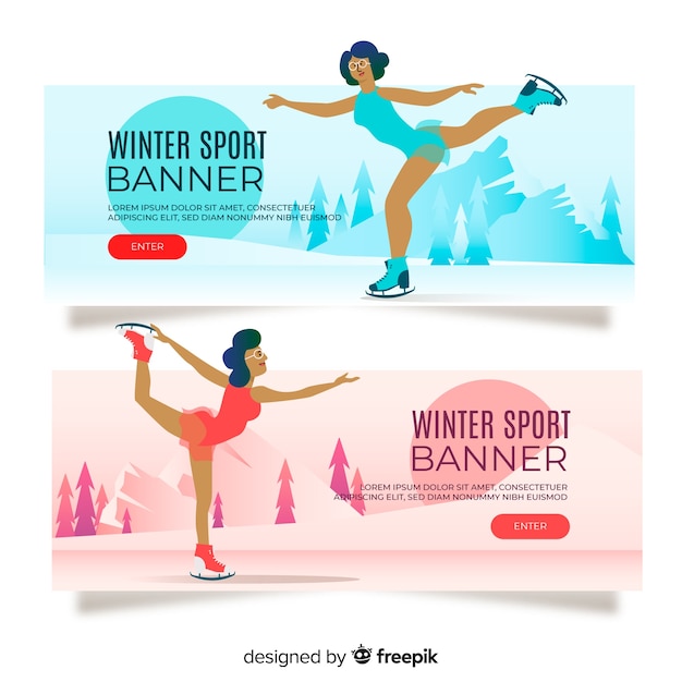 Free Vector winter sport banners