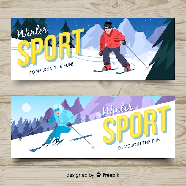 Free Vector winter sports banners