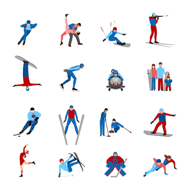 Free vector winter sportsmen set