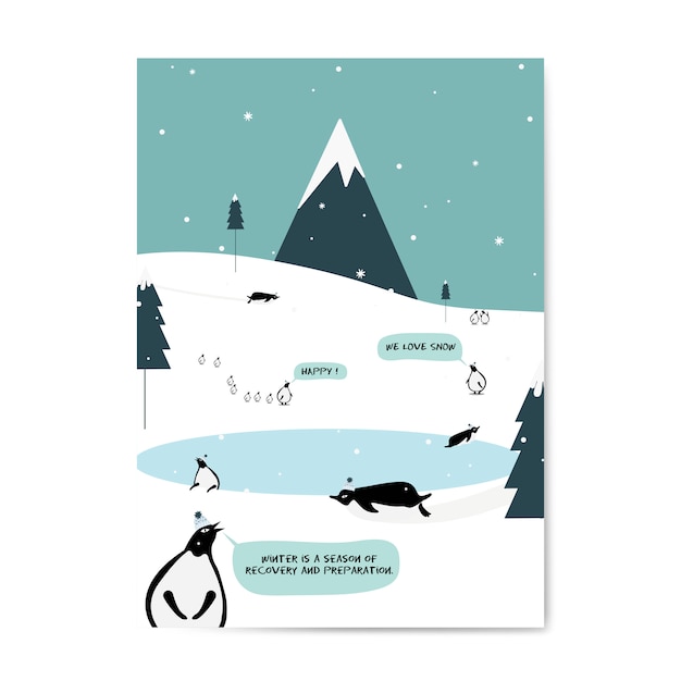 Free vector winter themed postcard design vector