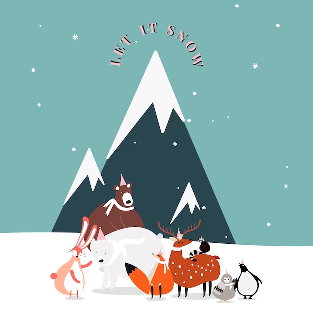 Free Vector winter themed postcard design vector