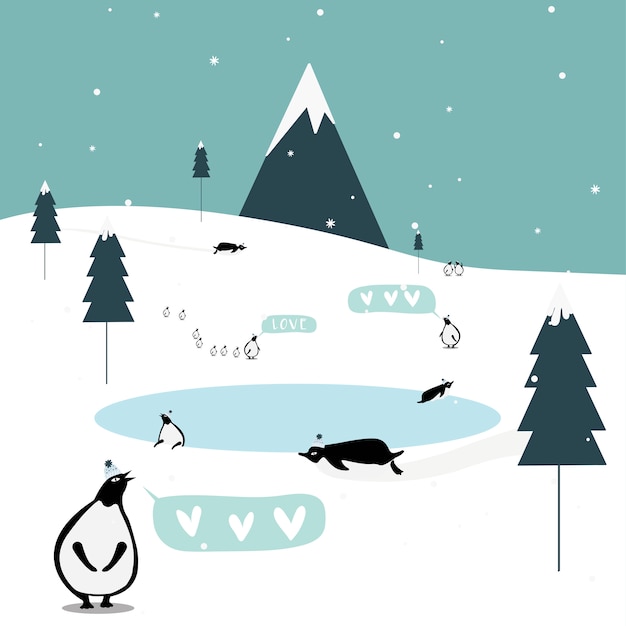 Free Vector winter themed postcard design vector