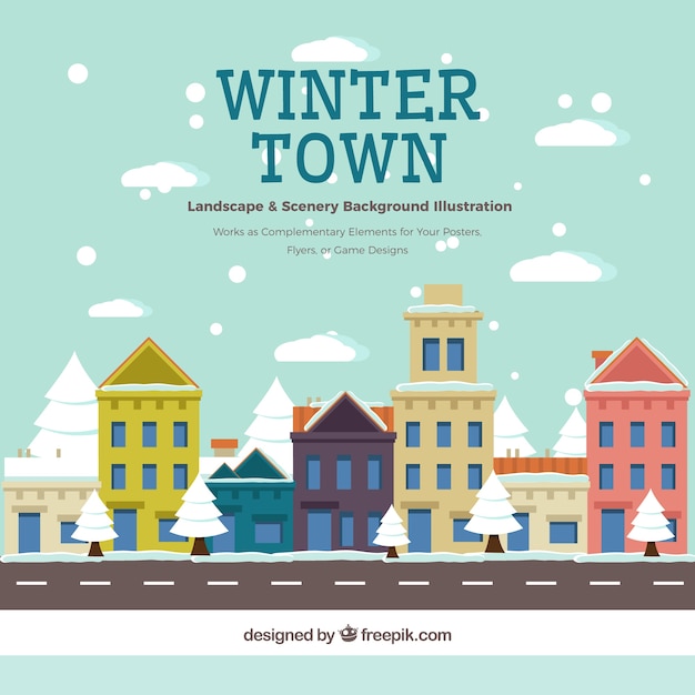 Winter town street